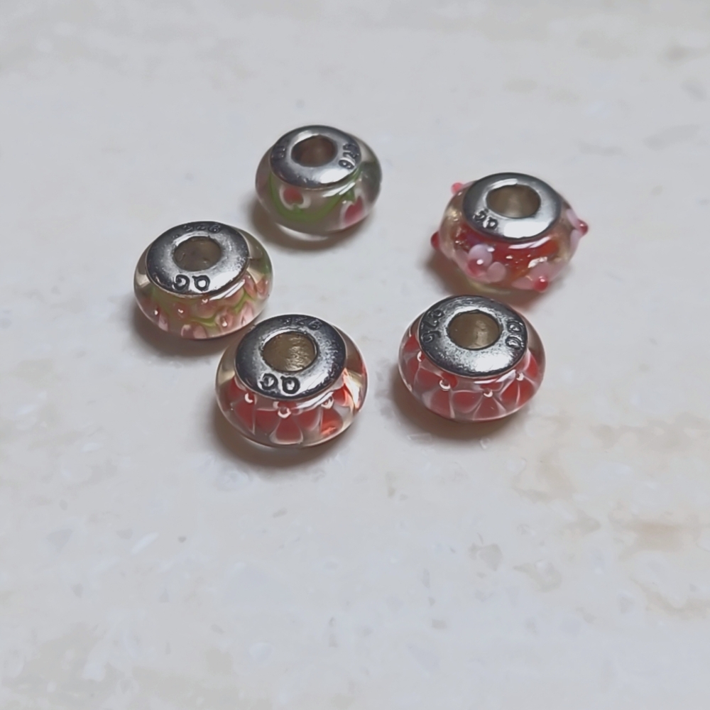 😍925 Set of 5 Pinks Slide Charms😍